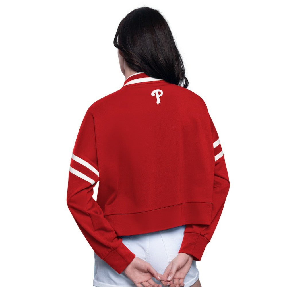 Philadelphia Phillies Starter Women's Power Play Cropped Pullover Sweatshirt - Red - MLB on Sale