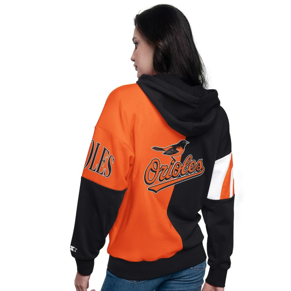 Baltimore Orioles Starter Women's Curve Ball Full Zip Hoodie Sweatshirt - Black/Orange - MLB Sale
