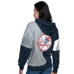 New York Yankees Starter Women's Curve Ball Full Zip Hoodie Sweatshirt - Navy/Gray - MLB Discount