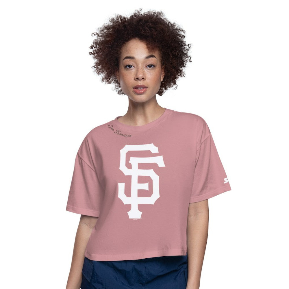 San Francisco Giants Starter Women's Play the Ball Boxy Cropped T-Shirt - Pink - MLB Discount