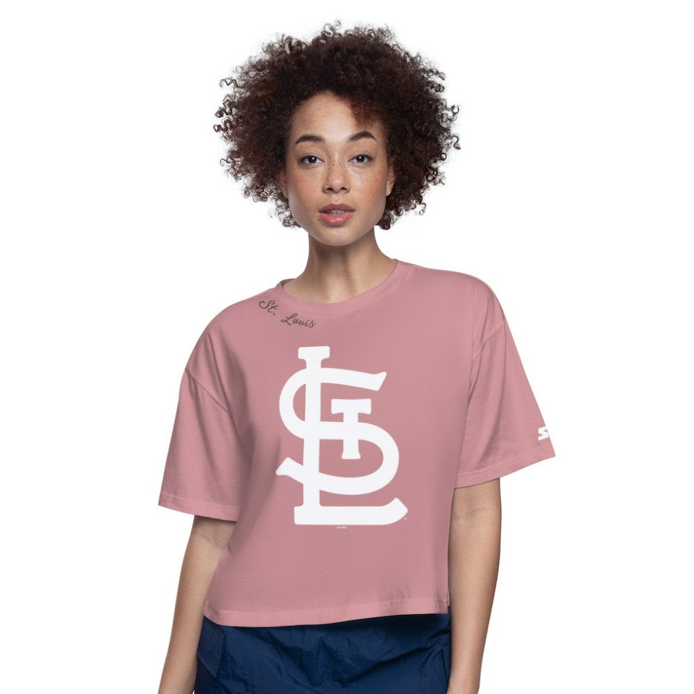 St. Louis Cardinals Starter Women's Play the Ball Boxy Cropped T-Shirt - Pink - MLB Sale