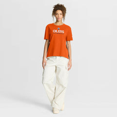 Edmonton Oilers Fanatics Women's Authentic Pro Primary T-Shirt - Orange - NHL 202493023