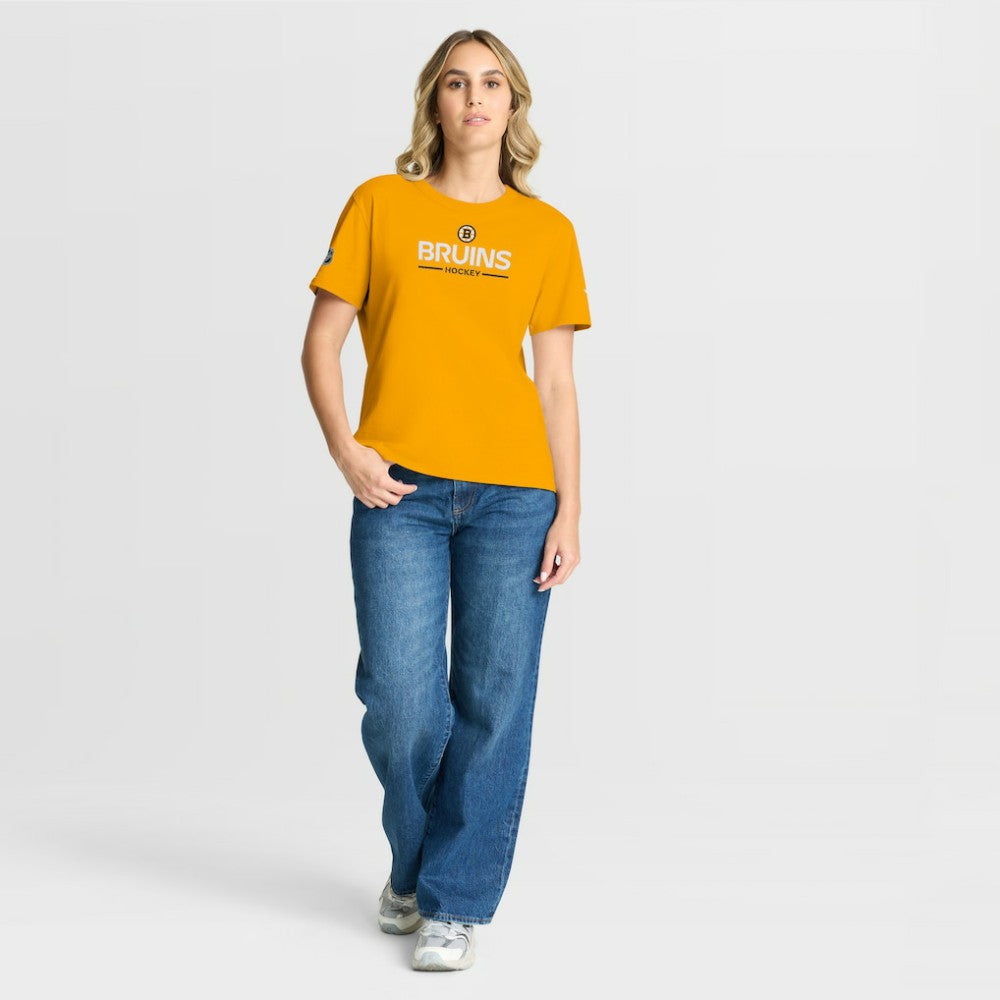 Boston Bruins Fanatics Women's Authentic Pro Primary T-Shirt - Gold - NHL 202493079