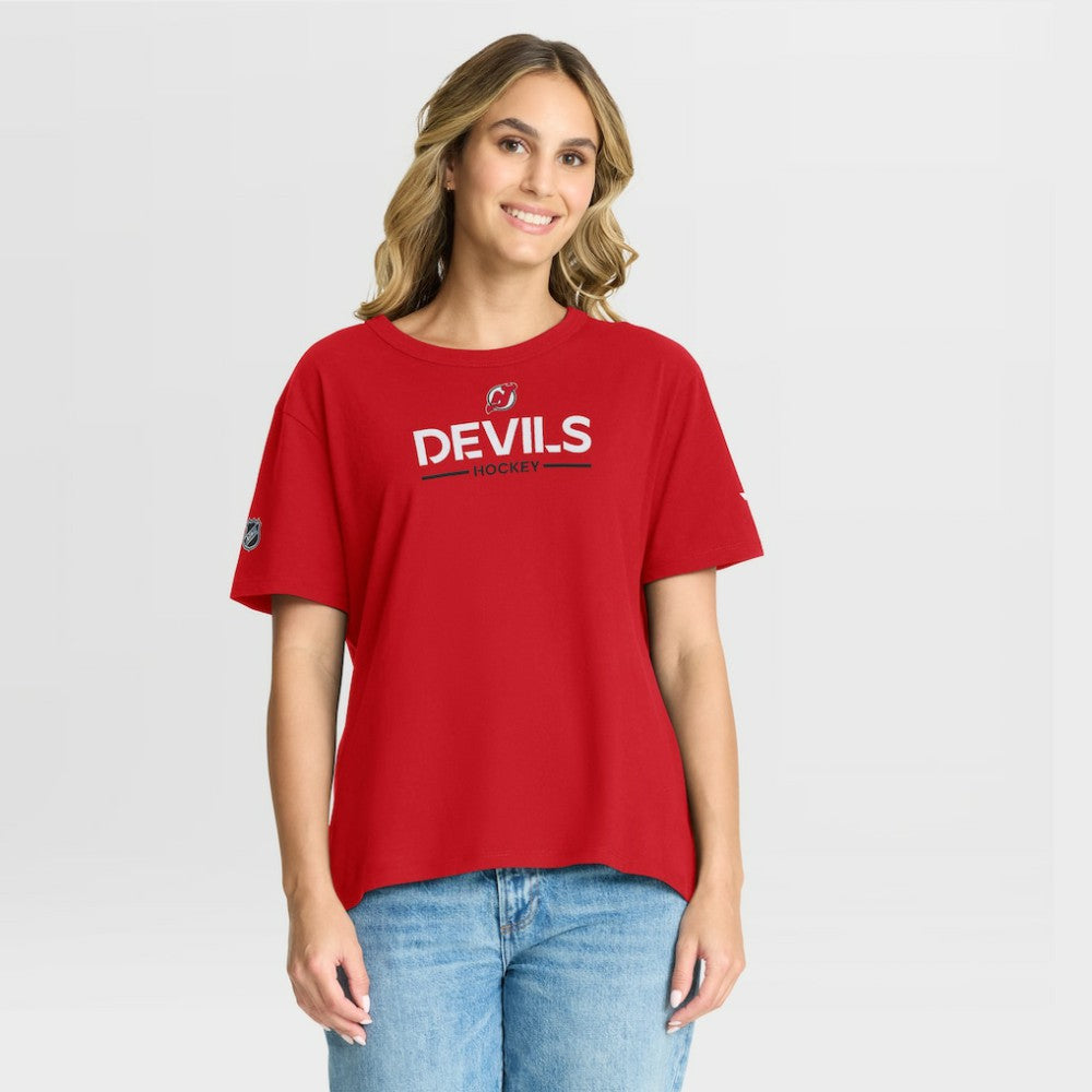 New Jersey Devils Fanatics Women's Authentic Pro Primary T-Shirt - Red - NHL 202493084