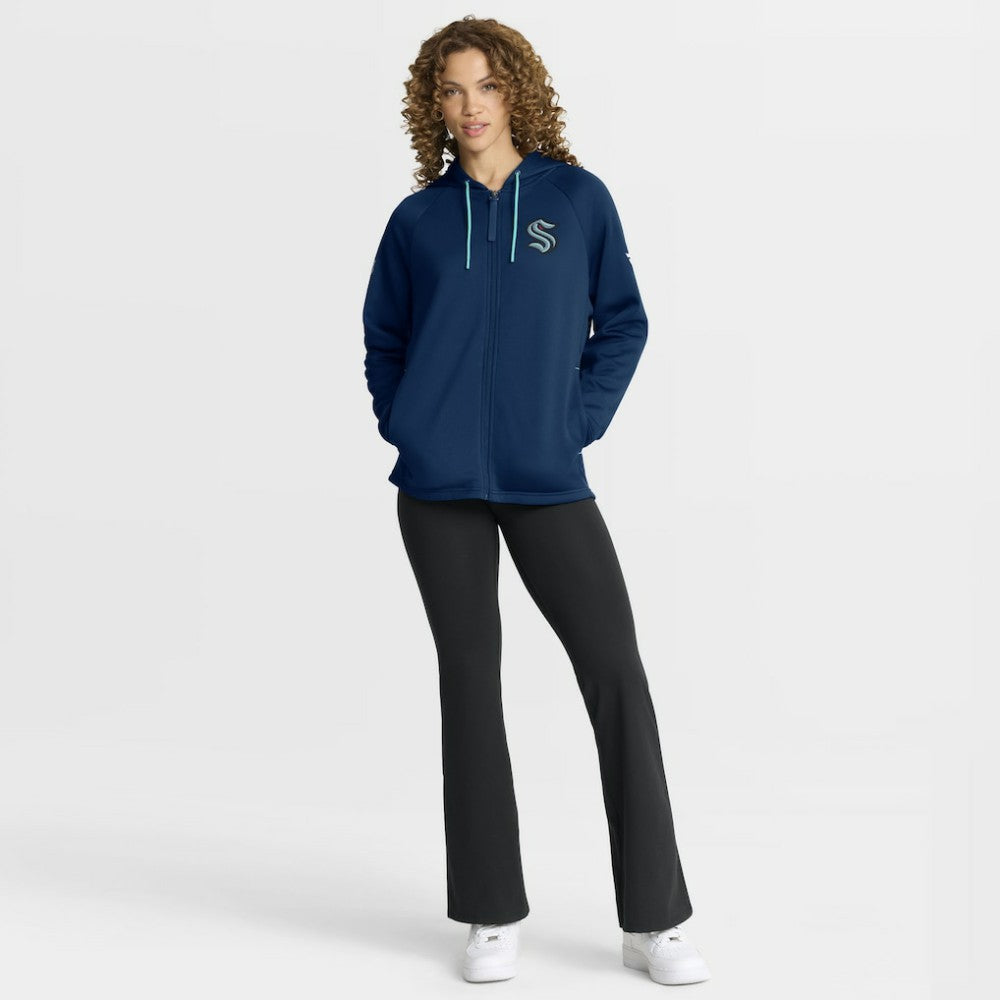 Seattle Kraken Fanatics Women's Authentic Pro Rink Raglan Full-Zip Hoodie - Deep Sea Blue - NHL 202493215