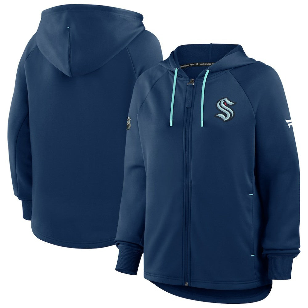Seattle Kraken Fanatics Women's Authentic Pro Rink Raglan Full-Zip Hoodie - Deep Sea Blue - NHL 202493215
