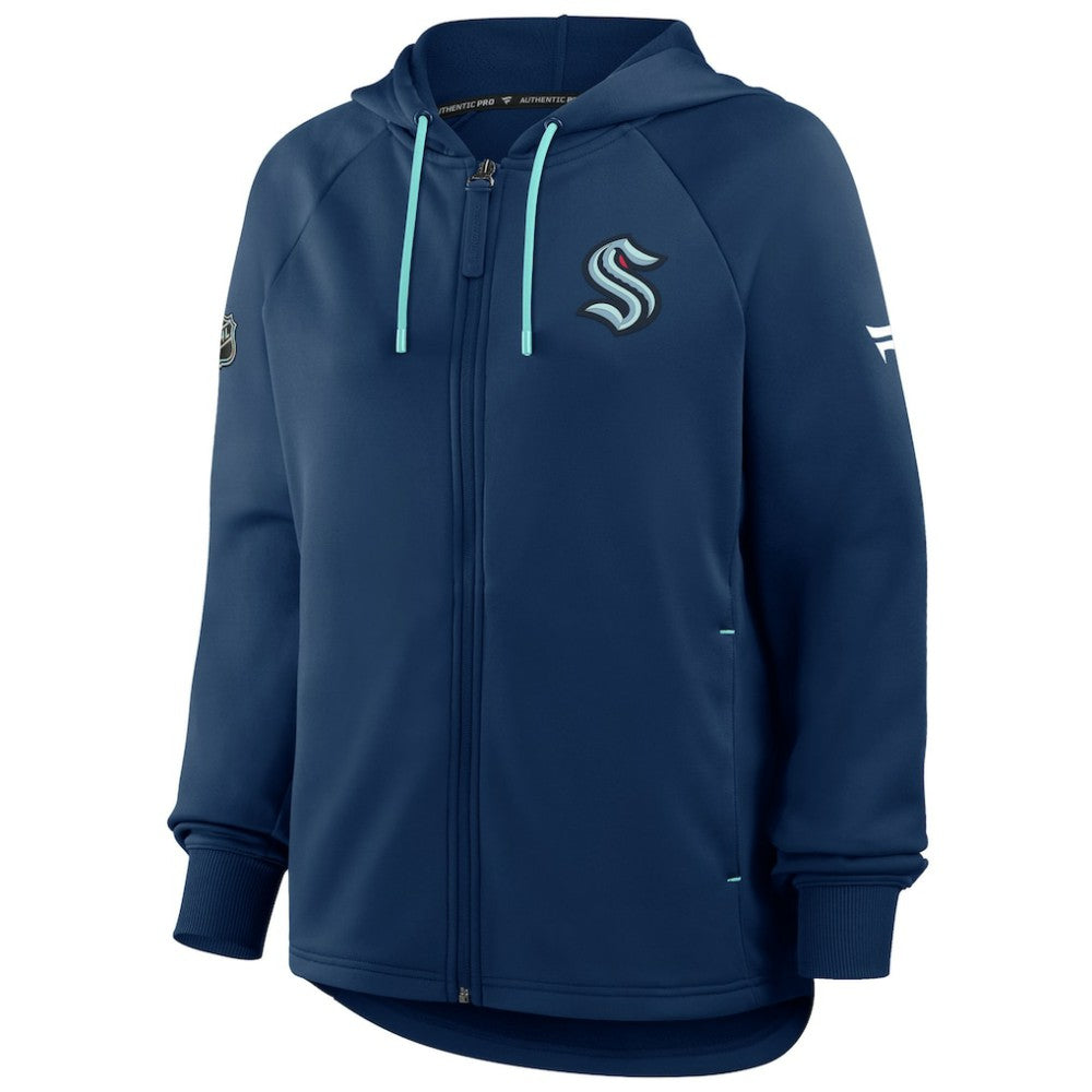 Seattle Kraken Fanatics Women's Authentic Pro Rink Raglan Full-Zip Hoodie - Deep Sea Blue - NHL 202493215