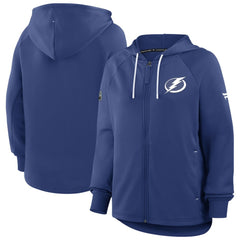 Tampa Bay Lightning Fanatics Women's Authentic Pro Rink Raglan Full-Zip Hoodie - Blue - NHL 202493218