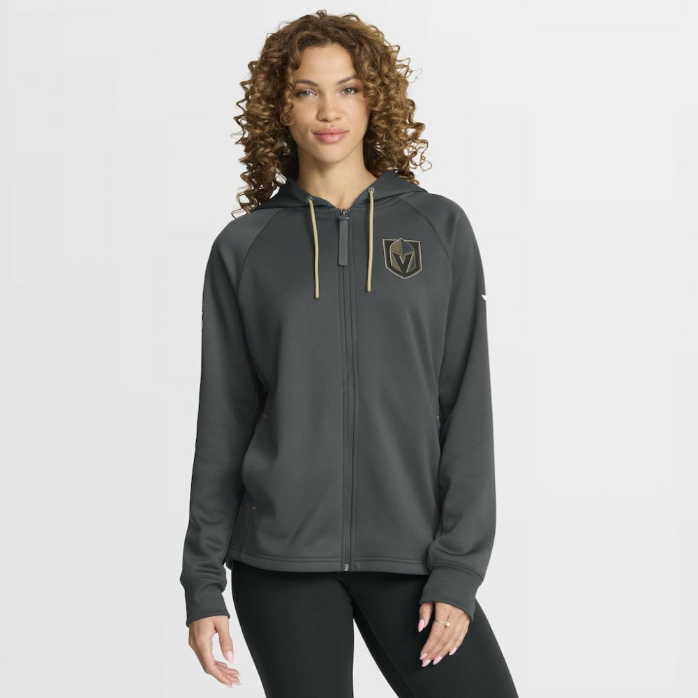Vegas Golden Knights Fanatics Women's Authentic Pro Rink Raglan Full-Zip Hoodie - Black - NHL 202493224