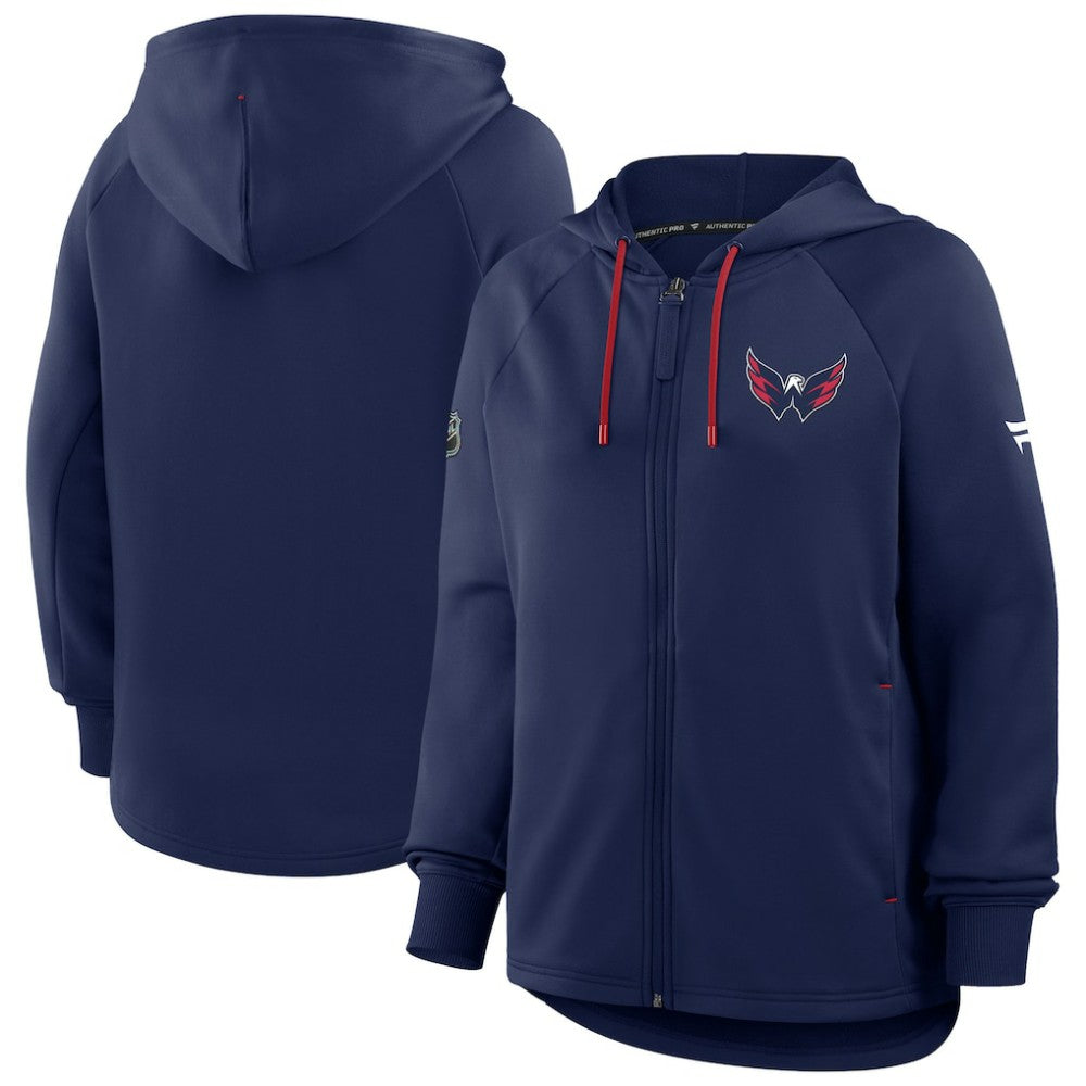 Washington Capitals Fanatics Women's Authentic Pro Rink Raglan Full-Zip Hoodie - Navy - NHL 202493226