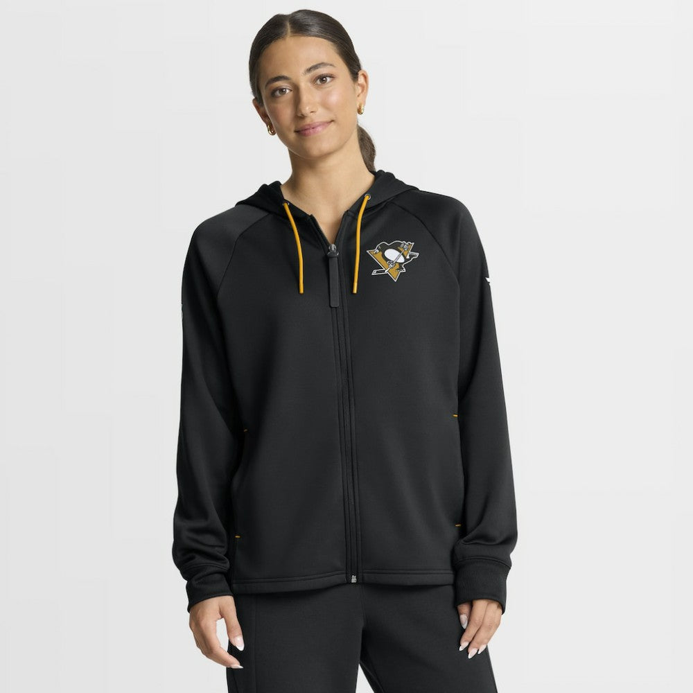 Pittsburgh Penguins Fanatics Women's Authentic Pro Rink Raglan Full-Zip Hoodie - Black - NHL 202493230