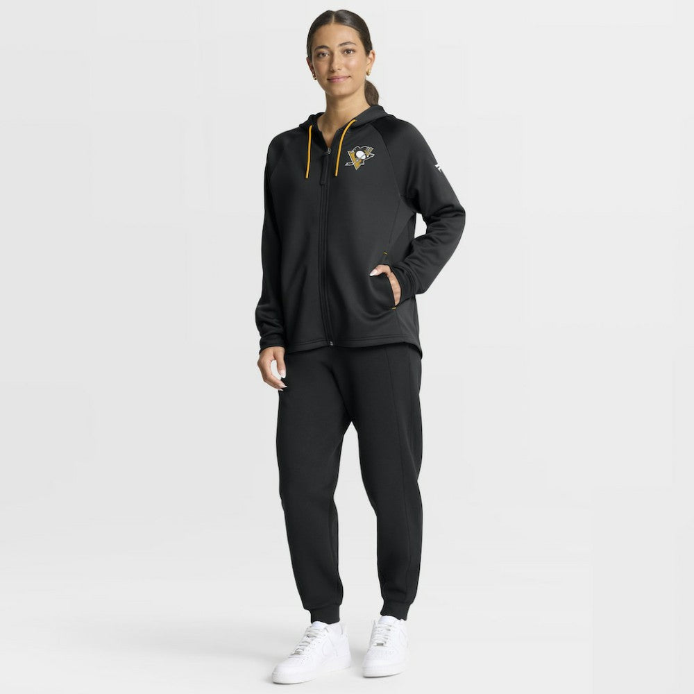 Pittsburgh Penguins Fanatics Women's Authentic Pro Rink Raglan Full-Zip Hoodie - Black - NHL 202493230