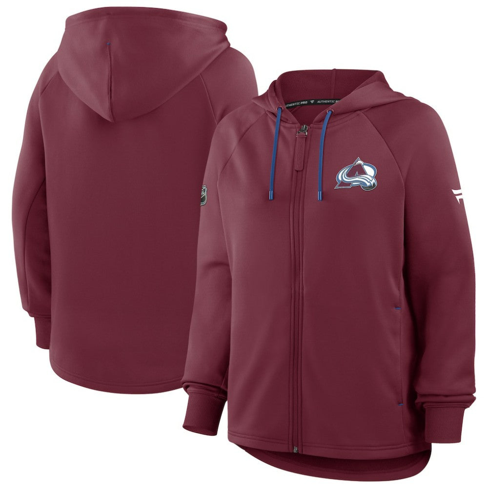 Colorado Avalanche Fanatics Women's Authentic Pro Rink Raglan Full-Zip Hoodie - Burgundy - NHL 202493231