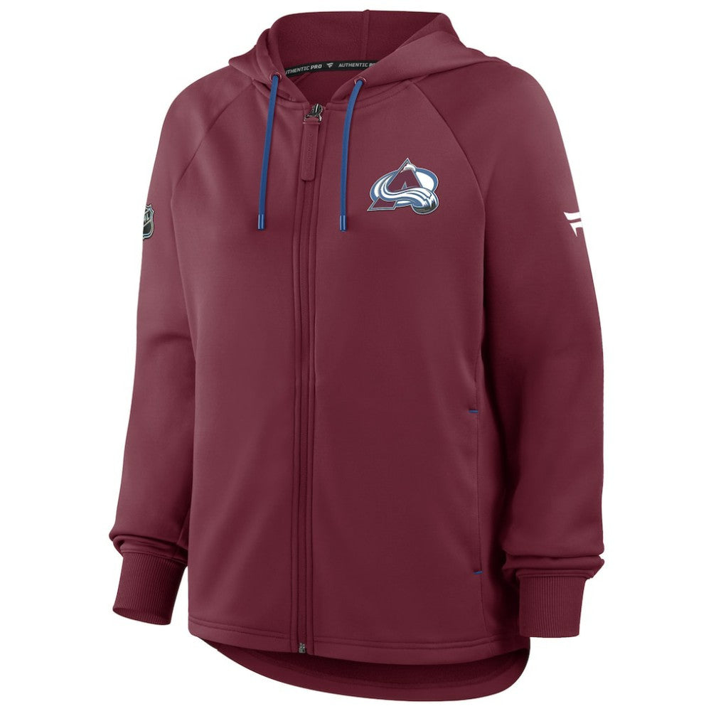 Colorado Avalanche Fanatics Women's Authentic Pro Rink Raglan Full-Zip Hoodie - Burgundy - NHL 202493231