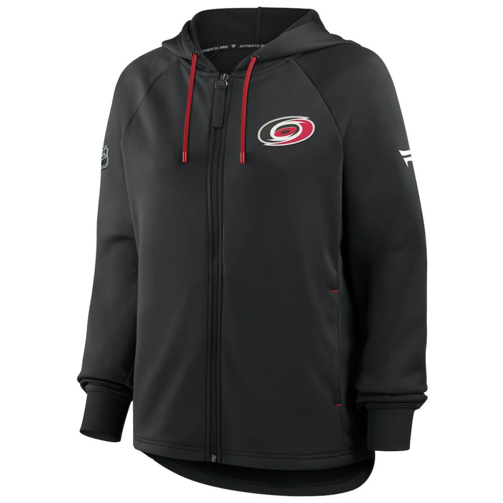 Carolina Hurricanes Fanatics Women's Authentic Pro Rink Raglan Full-Zip Hoodie - Black - NHL 202493233