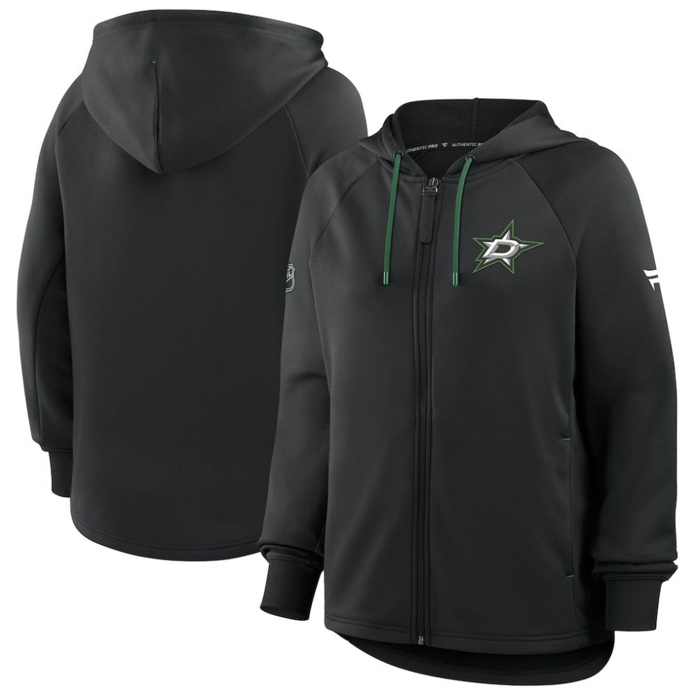 Dallas Stars Fanatics Women's Authentic Pro Rink Raglan Full-Zip Hoodie - Black - NHL 202493237