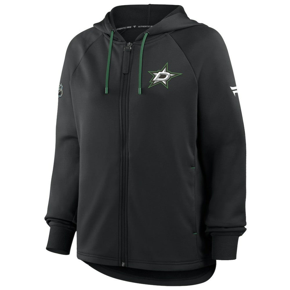 Dallas Stars Fanatics Women's Authentic Pro Rink Raglan Full-Zip Hoodie - Black - NHL 202493237