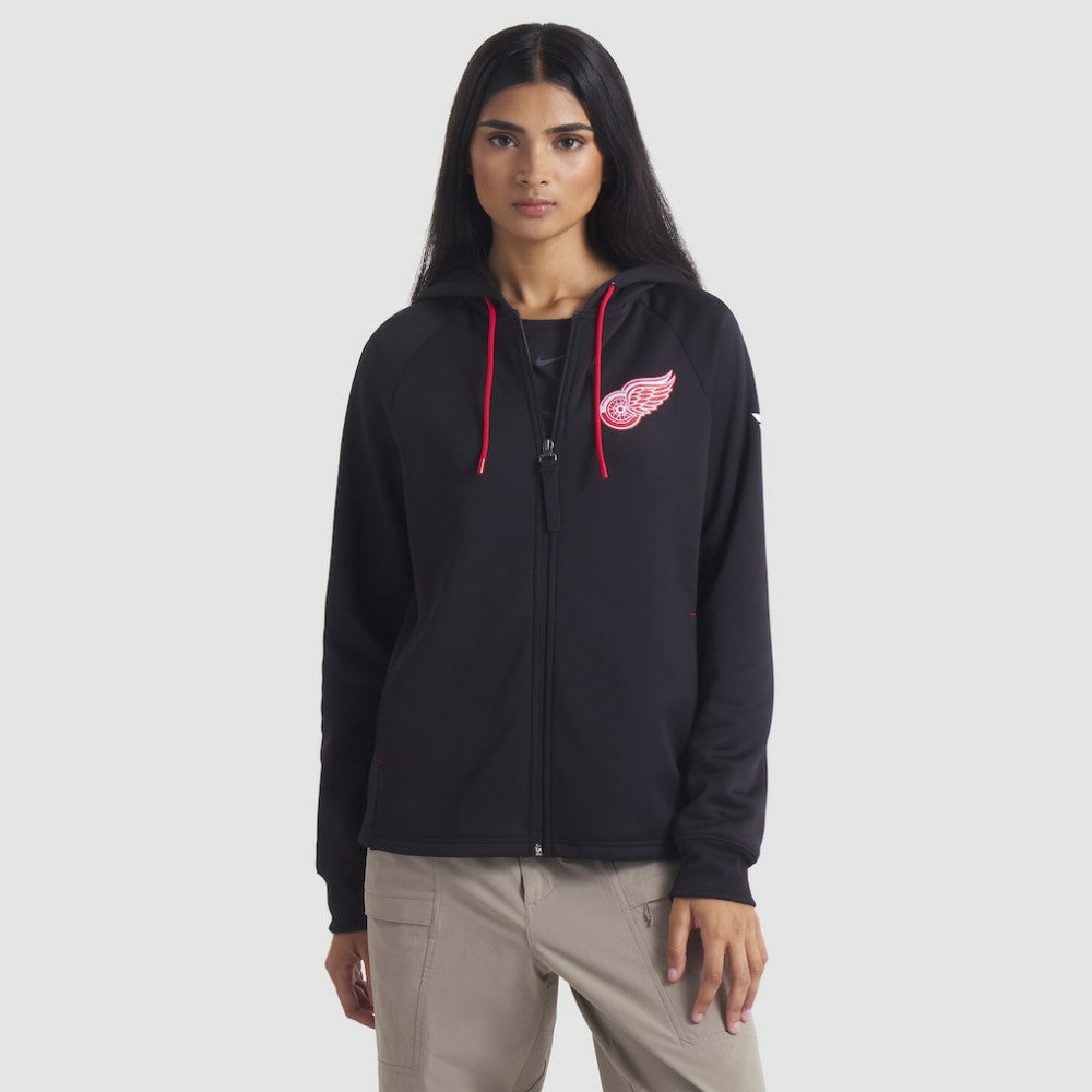 Detroit Red Wings Fanatics Women's Authentic Pro Rink Raglan Full-Zip Hoodie - Black - NHL 202493238