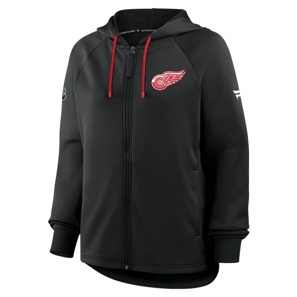 Detroit Red Wings Fanatics Women's Authentic Pro Rink Raglan Full-Zip Hoodie - Black - NHL 202493238