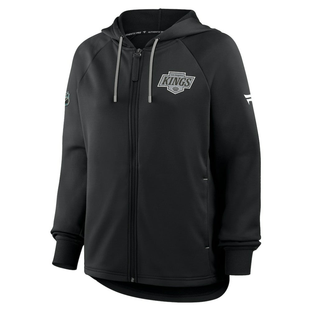 Los Angeles Kings Fanatics Women's Authentic Pro Rink Raglan Full-Zip Hoodie - Black - NHL 202493240