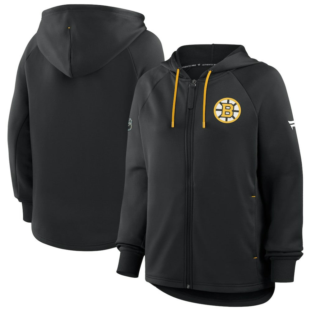 Boston Bruins Fanatics Women's Authentic Pro Rink Raglan Full-Zip Hoodie - Black - NHL 202493241