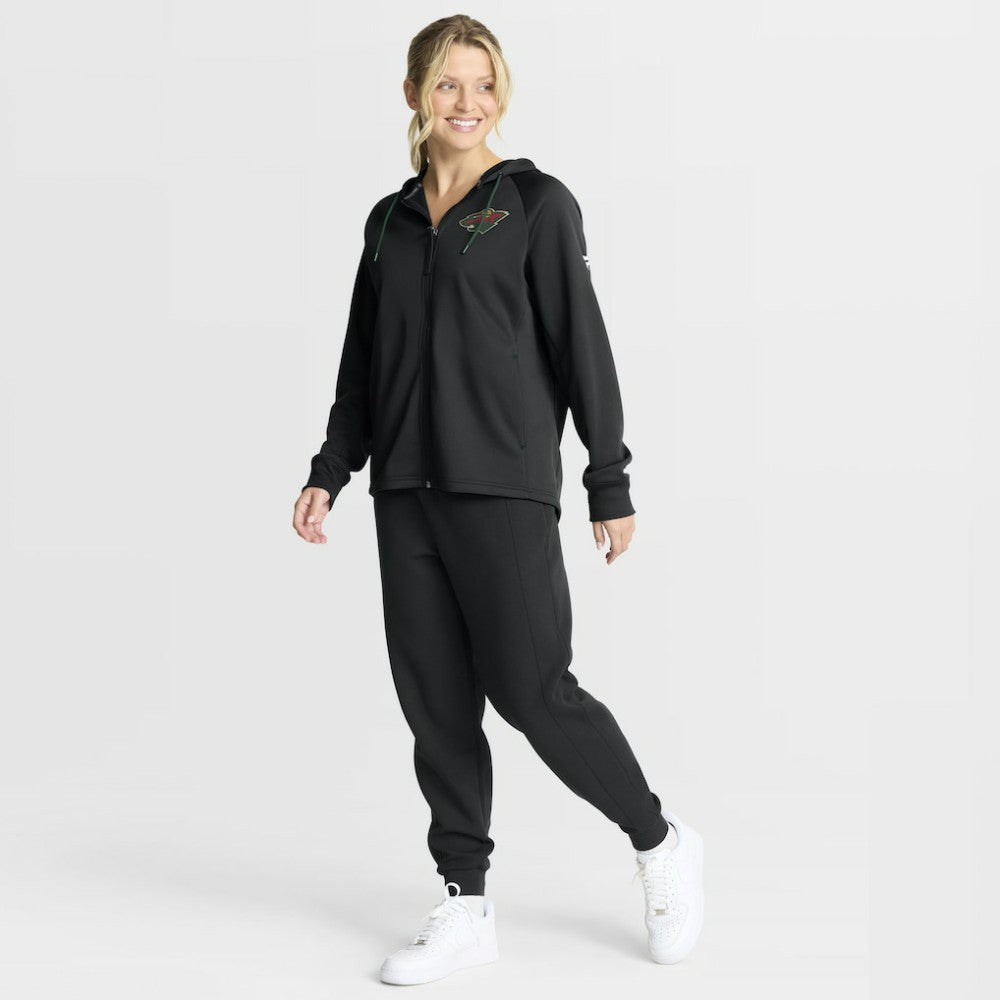 Minnesota Wild Fanatics Women's Authentic Pro Rink Raglan Full-Zip Hoodie - Black - NHL 202493244