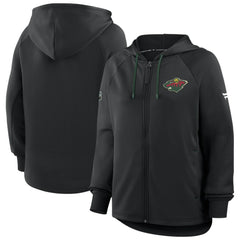 Minnesota Wild Fanatics Women's Authentic Pro Rink Raglan Full-Zip Hoodie - Black - NHL 202493244