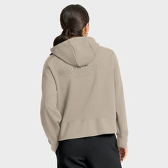 Minnesota Wild Fanatics Women's Authentic Pro Road Tri-Blend Quarter-Zip Hoodie - Tan - NHL 202493431