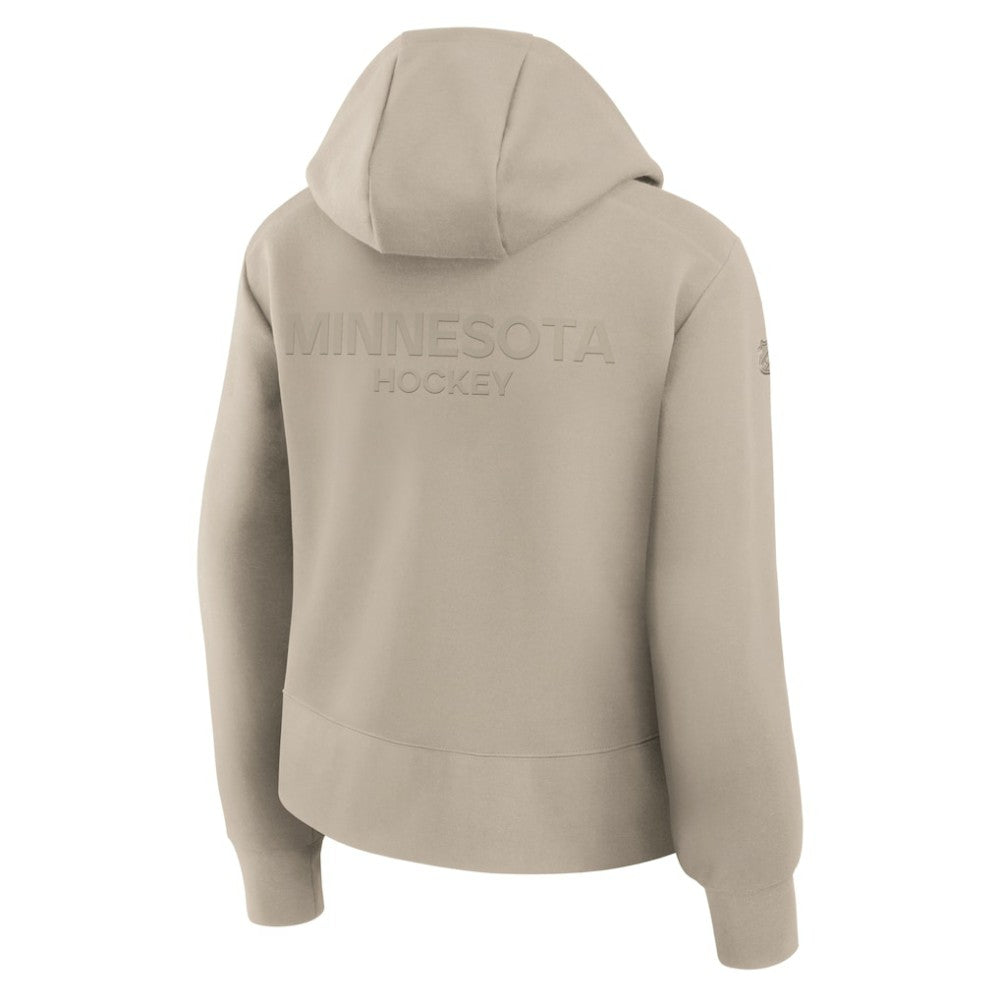 Minnesota Wild Fanatics Women's Authentic Pro Road Tri-Blend Quarter-Zip Hoodie - Tan - NHL 202493431
