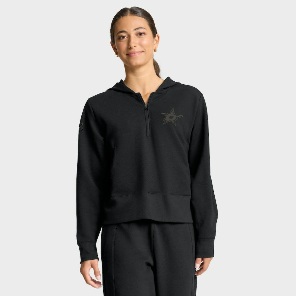 Dallas Stars Fanatics Women's Authentic Pro Road Tri-Blend Quarter-Zip Hoodie - Black - NHL 202493438