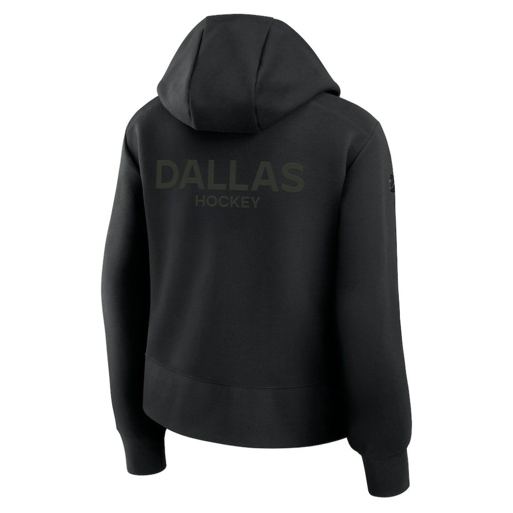 Dallas Stars Fanatics Women's Authentic Pro Road Tri-Blend Quarter-Zip Hoodie - Black - NHL 202493438