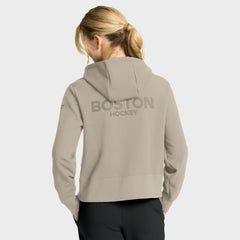 Boston Bruins Fanatics Women's Authentic Pro Road Tri-Blend Quarter-Zip Hoodie - Tan - NHL 202493454