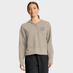 New Jersey Devils Fanatics Women's Authentic Pro Road Tri-Blend Quarter-Zip Hoodie - Tan - NHL 202493474