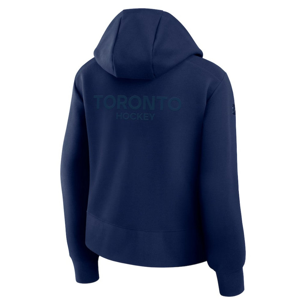 Toronto Maple Leafs Fanatics Women's Authentic Pro Road Tri-Blend Quarter-Zip Hoodie - Navy - NHL 202493495