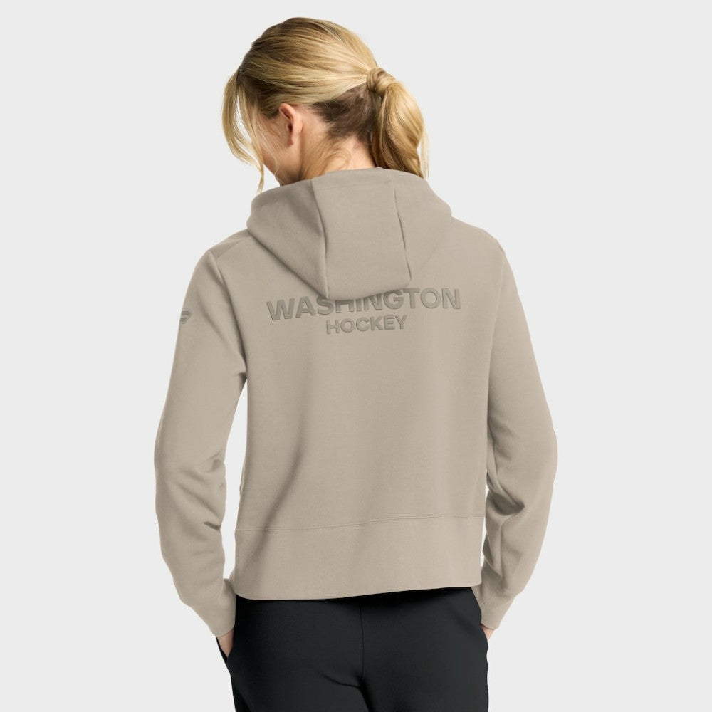 Washington Capitals Fanatics Women's Authentic Pro Road Tri-Blend Quarter-Zip Hoodie - Tan - NHL 202493511