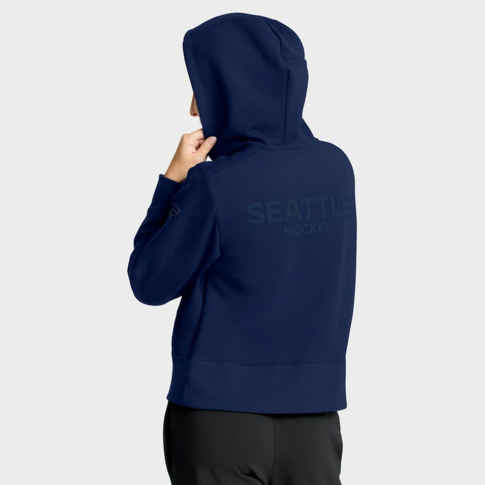 Seattle Kraken Fanatics Women's Authentic Pro Road Tri-Blend Quarter-Zip Hoodie - Deep Sea Blue - NHL 202493522