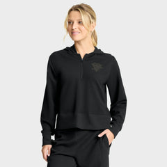 Pittsburgh Penguins Fanatics Women's Authentic Pro Road Tri-Blend Quarter-Zip Hoodie - Black - NHL 202493527