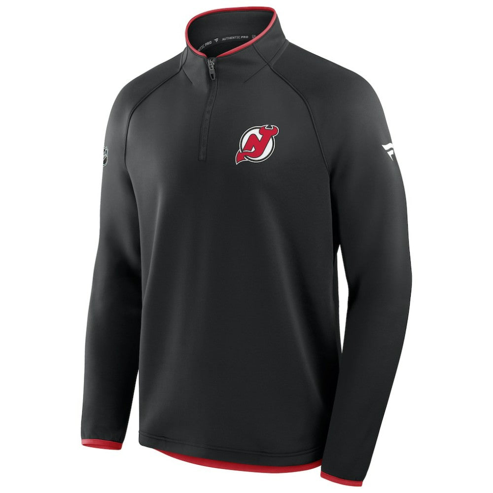 New Jersey Devils Fanatics Authentic Pro Rink Raglan Quarter-Zip Pullover - Black - NHL 202495199