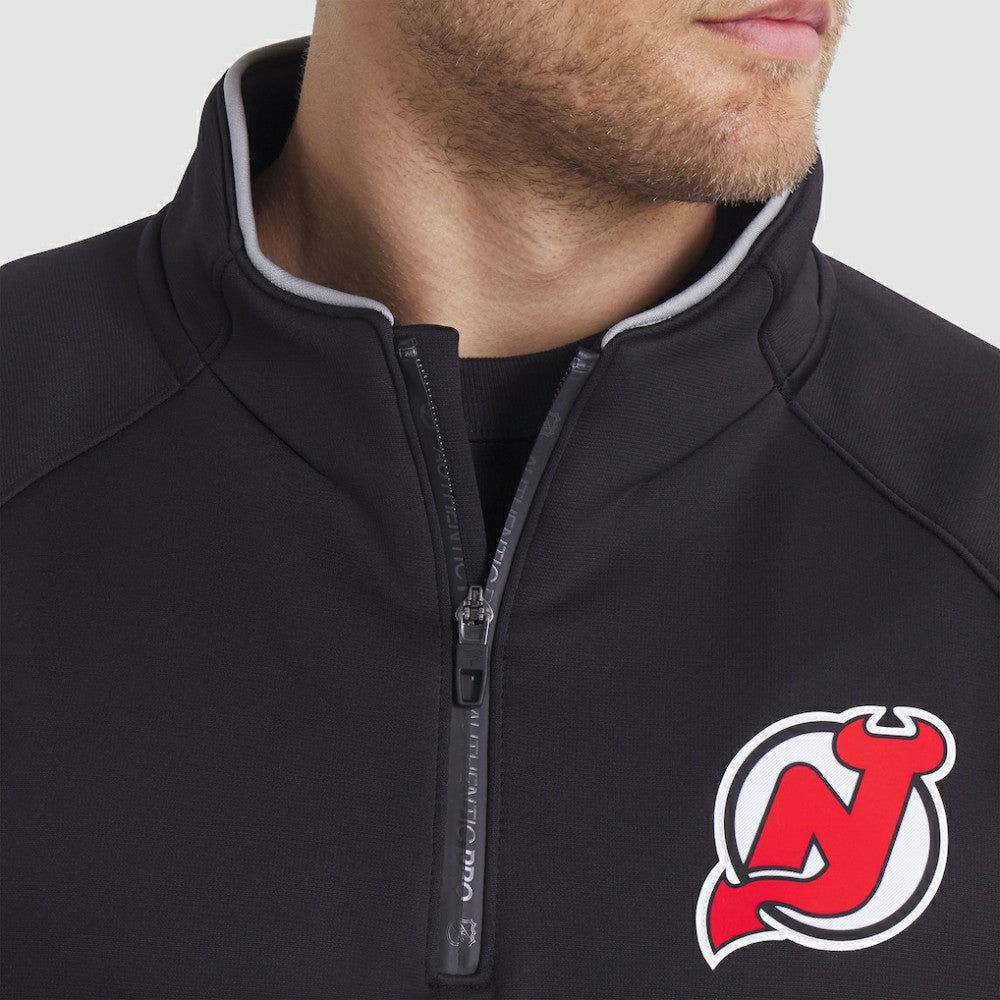 New Jersey Devils Fanatics Authentic Pro Rink Raglan Quarter-Zip Pullover - Black - NHL 202495199