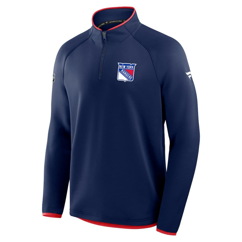 New York Rangers Fanatics Authentic Pro Rink Raglan Quarter-Zip Pullover - Navy - NHL 202495201