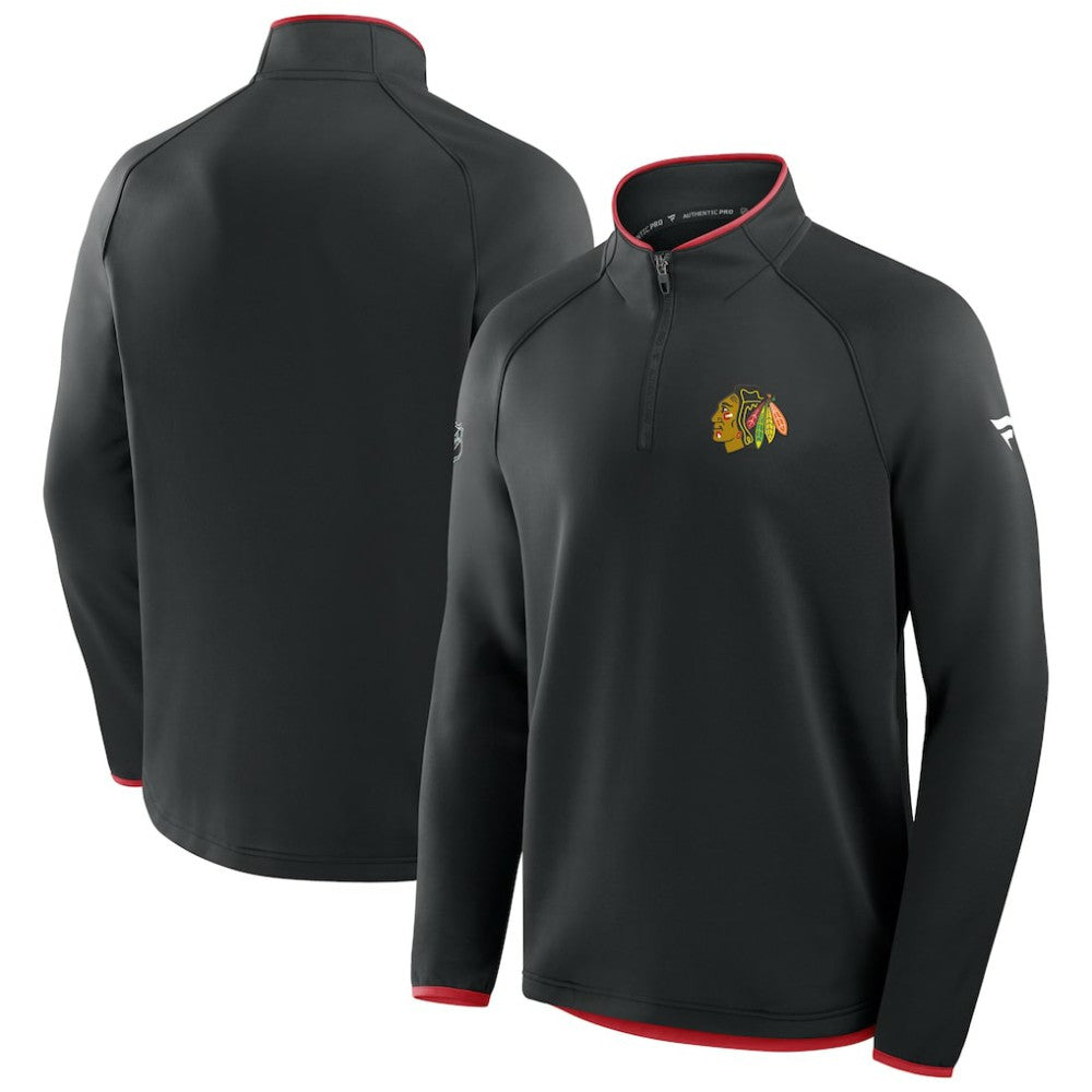 Chicago Blackhawks Fanatics Authentic Pro Rink Raglan Quarter-Zip Pullover - Black - NHL 202495217