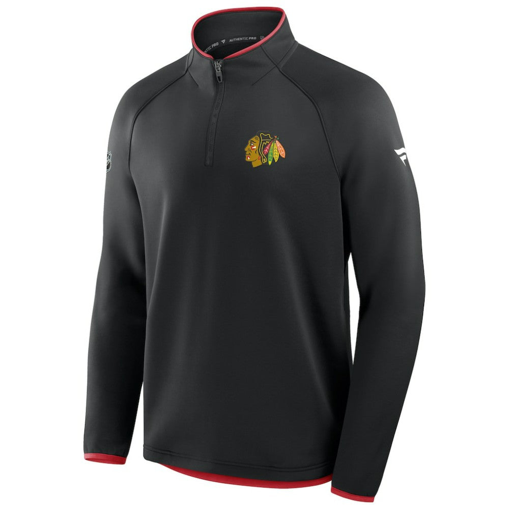 Chicago Blackhawks Fanatics Authentic Pro Rink Raglan Quarter-Zip Pullover - Black - NHL 202495217