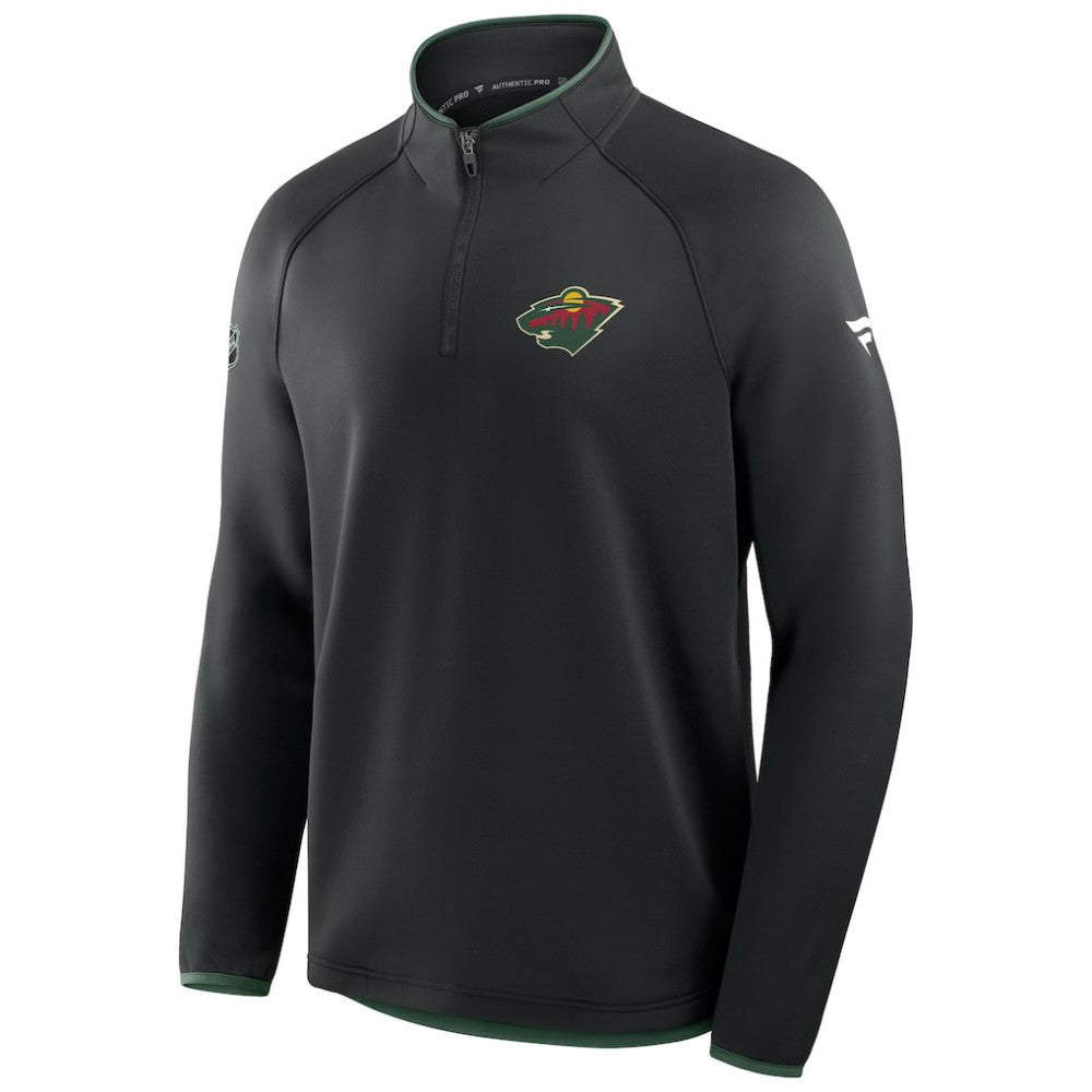 Minnesota Wild Fanatics Authentic Pro Rink Raglan Quarter-Zip Pullover - Black - NHL 202495228