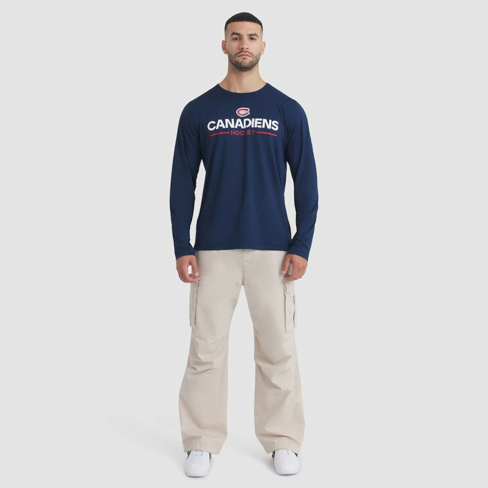 Montreal Canadiens Fanatics Authentic Pro Rink Tech Long Sleeve T-Shirt - Navy - NHL 202495532