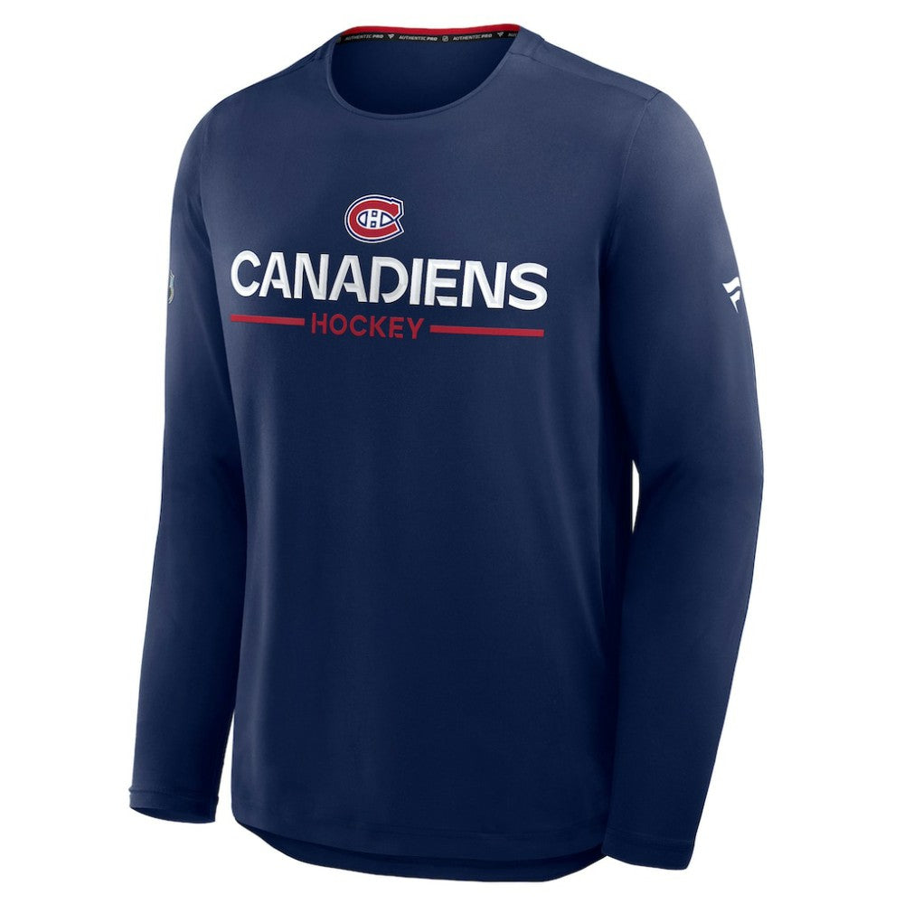 Montreal Canadiens Fanatics Authentic Pro Rink Tech Long Sleeve T-Shirt - Navy - NHL 202495532