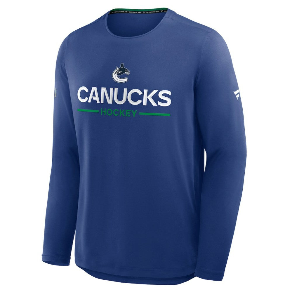 Vancouver Canucks Fanatics Authentic Pro Rink Tech Long Sleeve T-Shirt - Blue - NHL 202495547