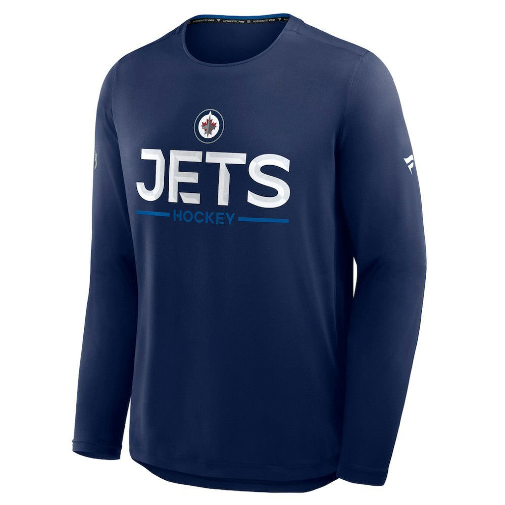 Winnipeg Jets Fanatics Authentic Pro Rink Tech Long Sleeve T-Shirt - Navy - NHL 202495550