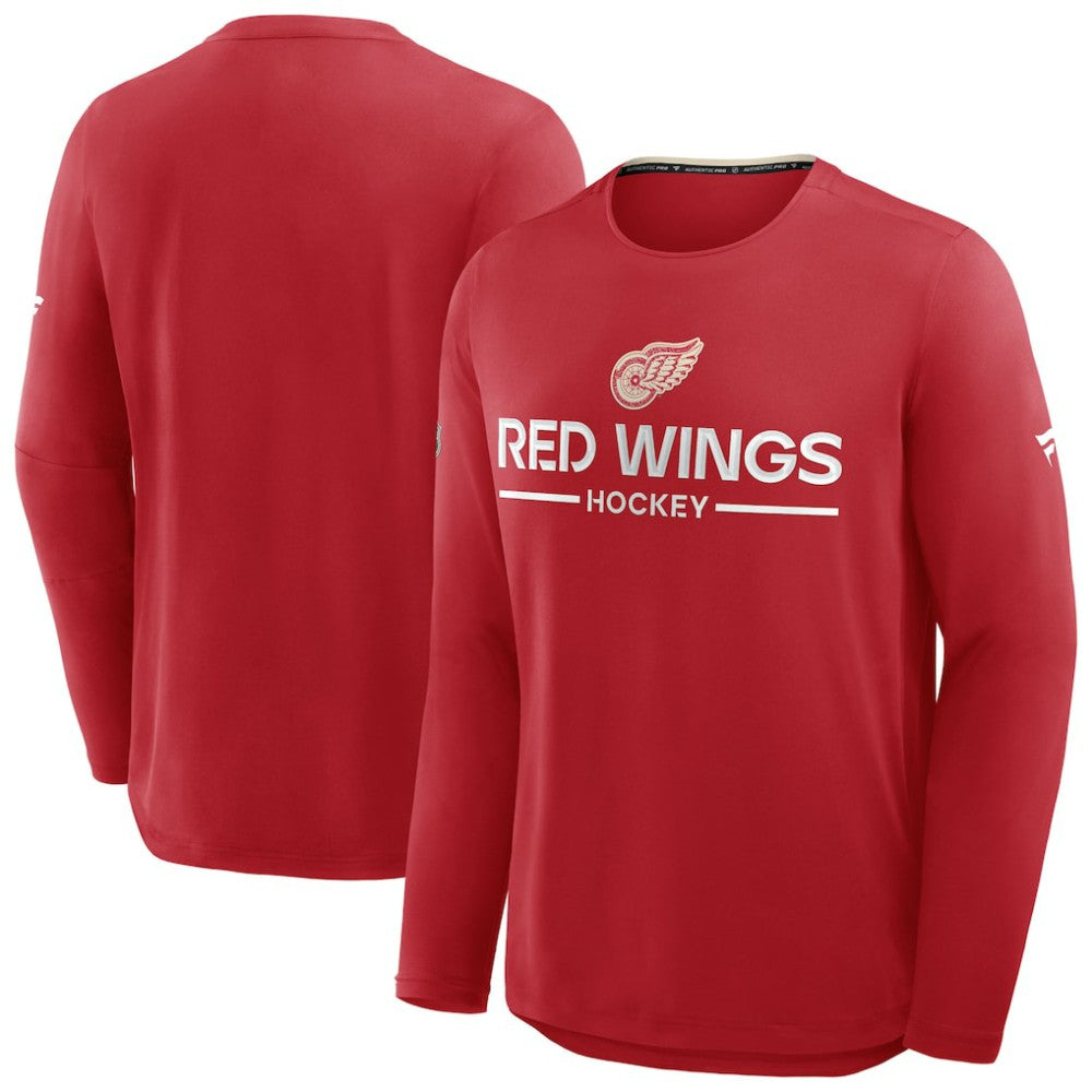 Detroit Red Wings Fanatics Authentic Pro Centennial Rink Tech Long Sleeve T-Shirt - Red - NHL 202495551