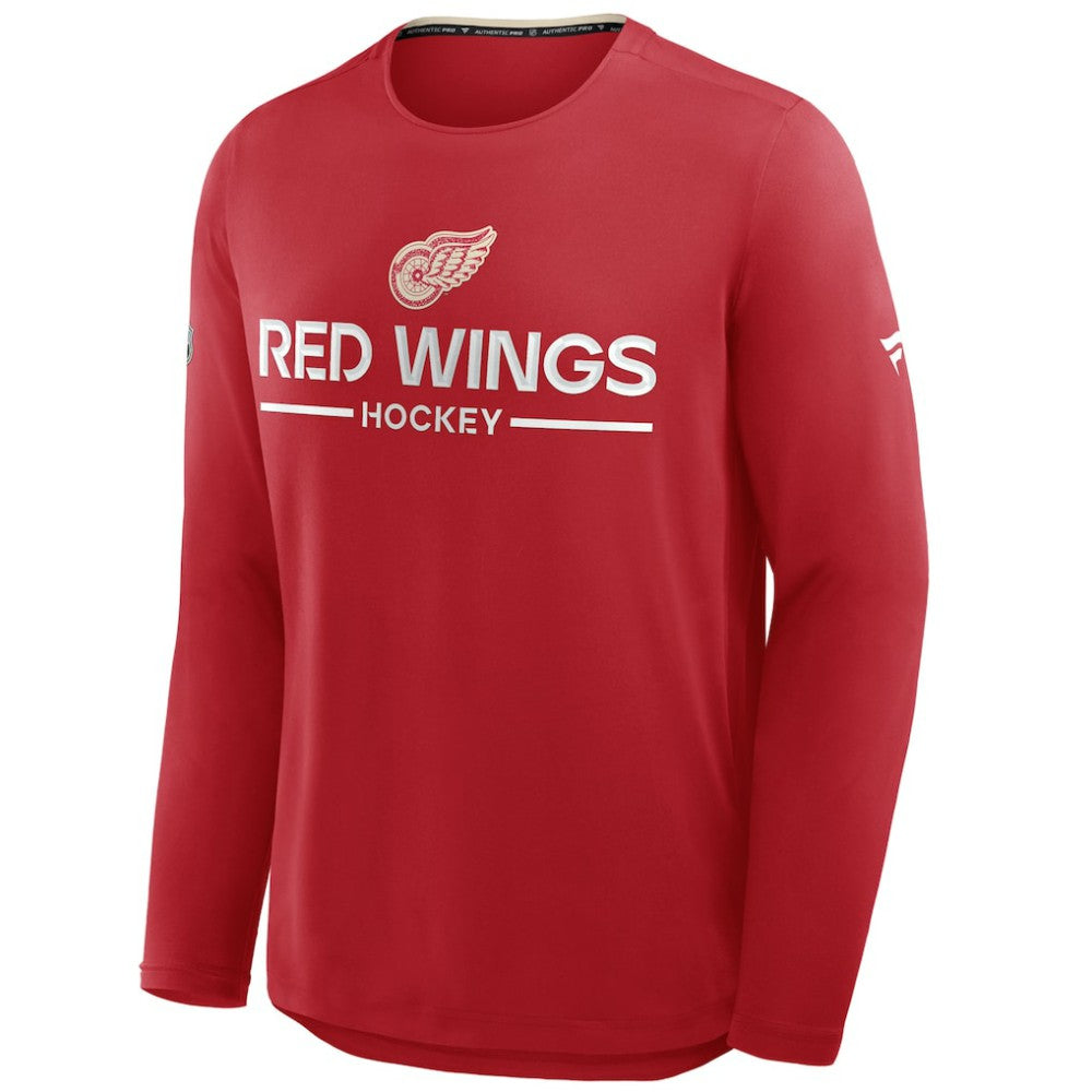 Detroit Red Wings Fanatics Authentic Pro Centennial Rink Tech Long Sleeve T-Shirt - Red - NHL 202495551