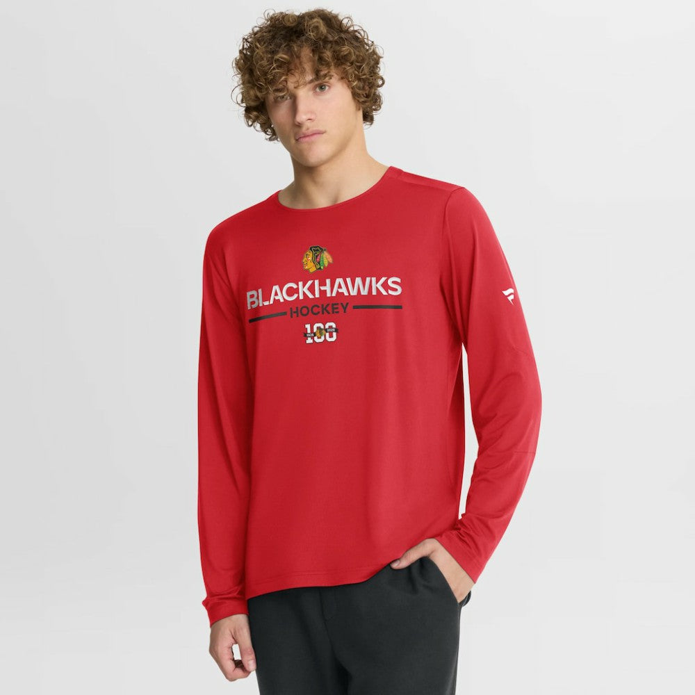 Chicago Blackhawks Fanatics Authentic Pro Centennial Rink Tech Long Sleeve T-Shirt - Red - NHL 202495552